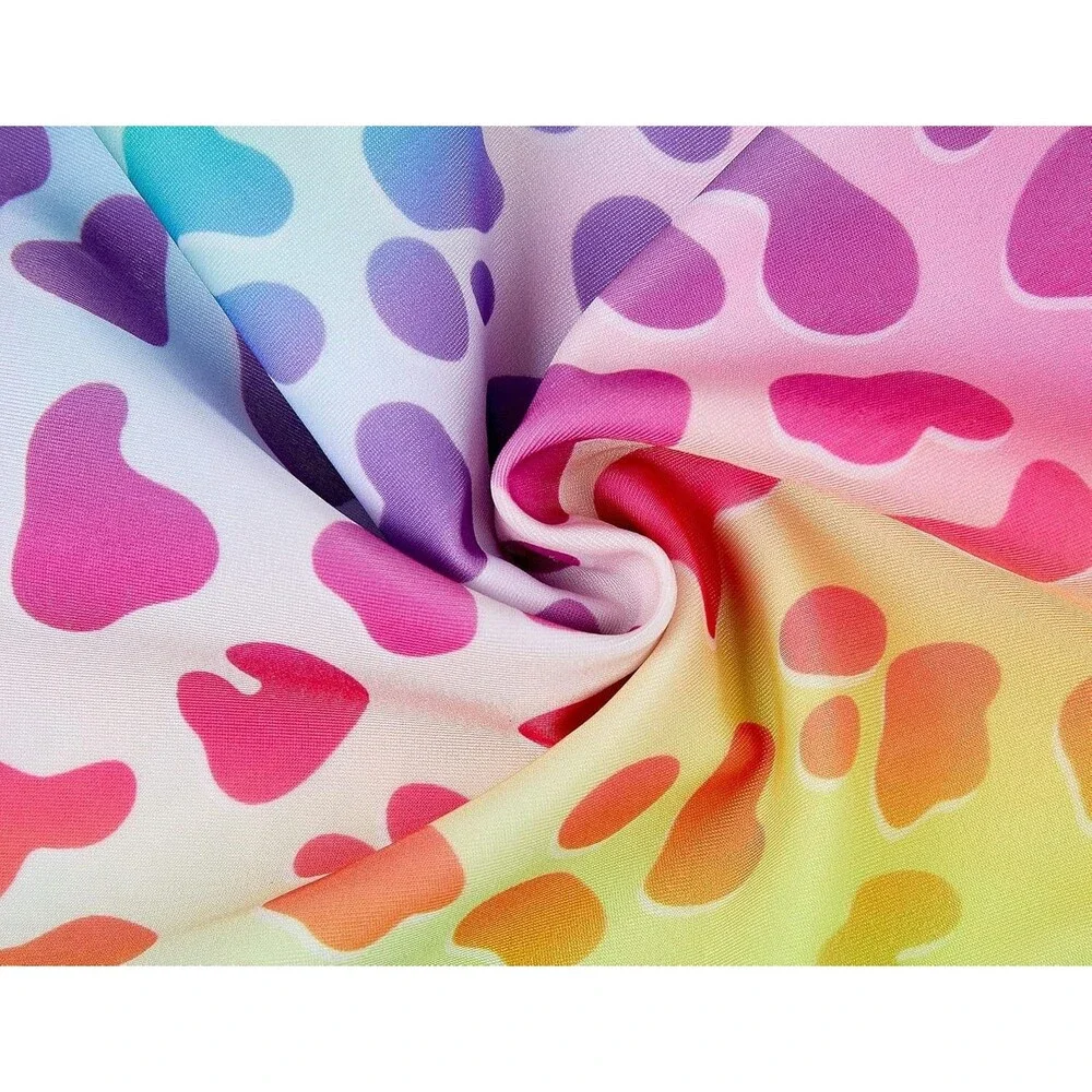 TENVDA Girls Tankinis 2-Pieces Swimsuits Size 7-8 Years Rainbow Leopard Hawaiian